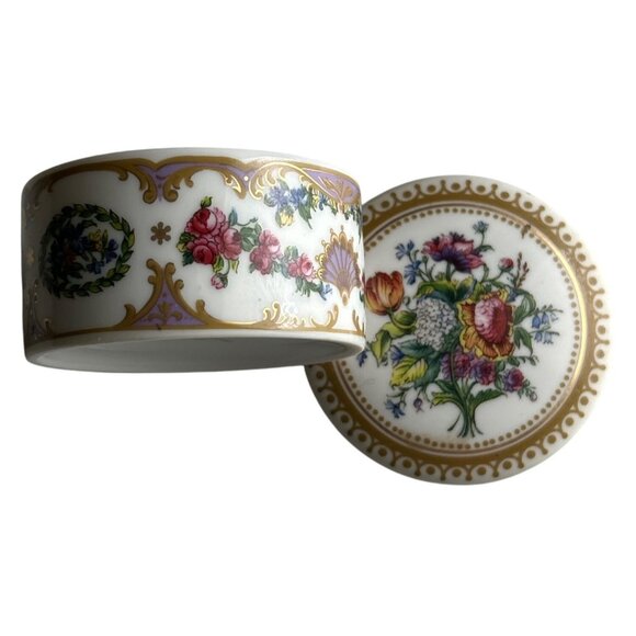 Andrea By Sadek Porcelain Collection Sevres Floral Trinket Box Candle Japan - Picture 4 of 8